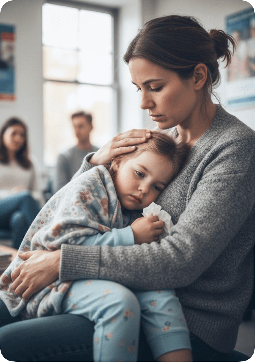 Parent holding child