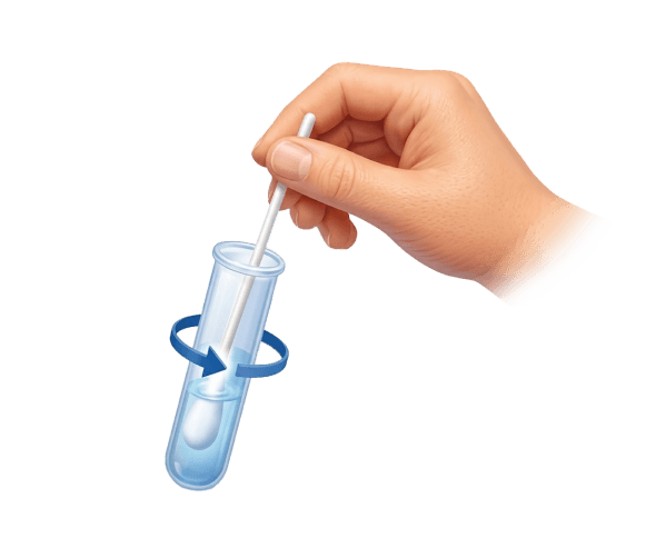 Mix a swab in the solution